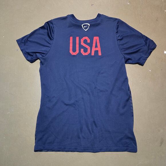 Nike Dri-Fit USA Training Short Sleeve Soccer Jersey in Blue Men's Size Large - Picture 2 of 4
